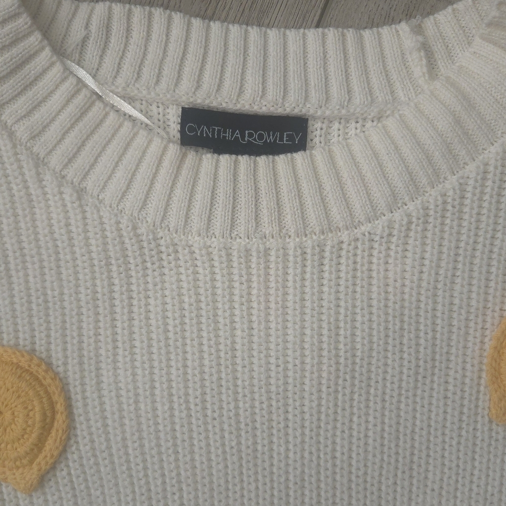 Cynthia Rowley Cream Sweater with Lemon Accents - Picture 3 of 3